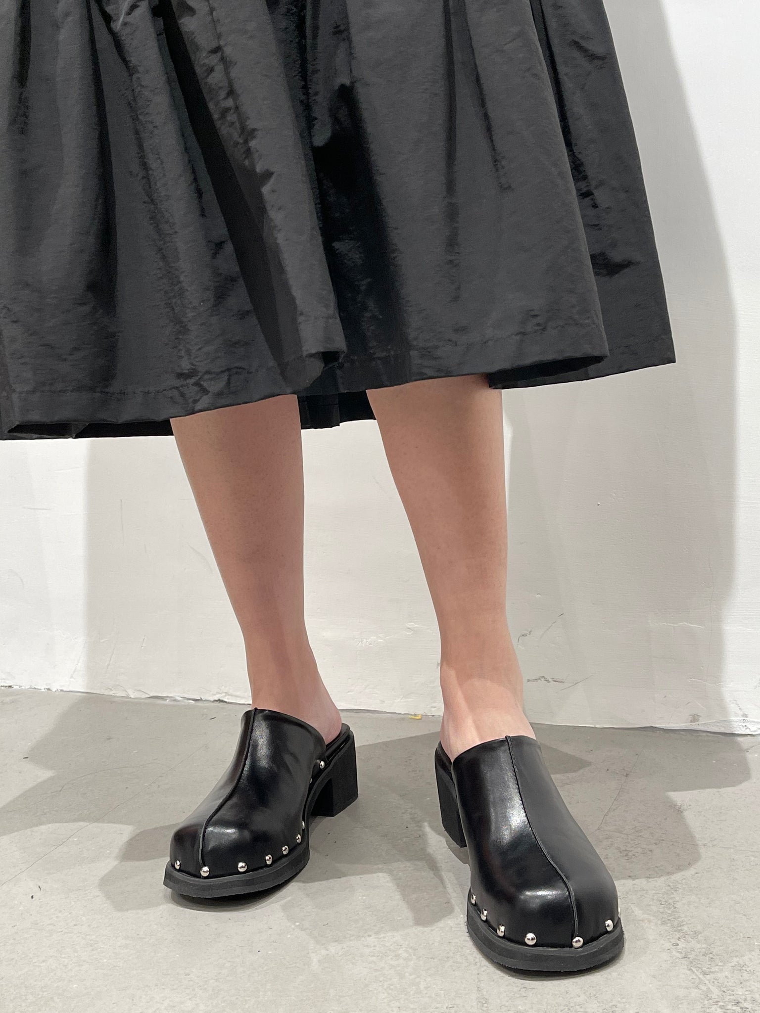 Stud Platform Mules Black