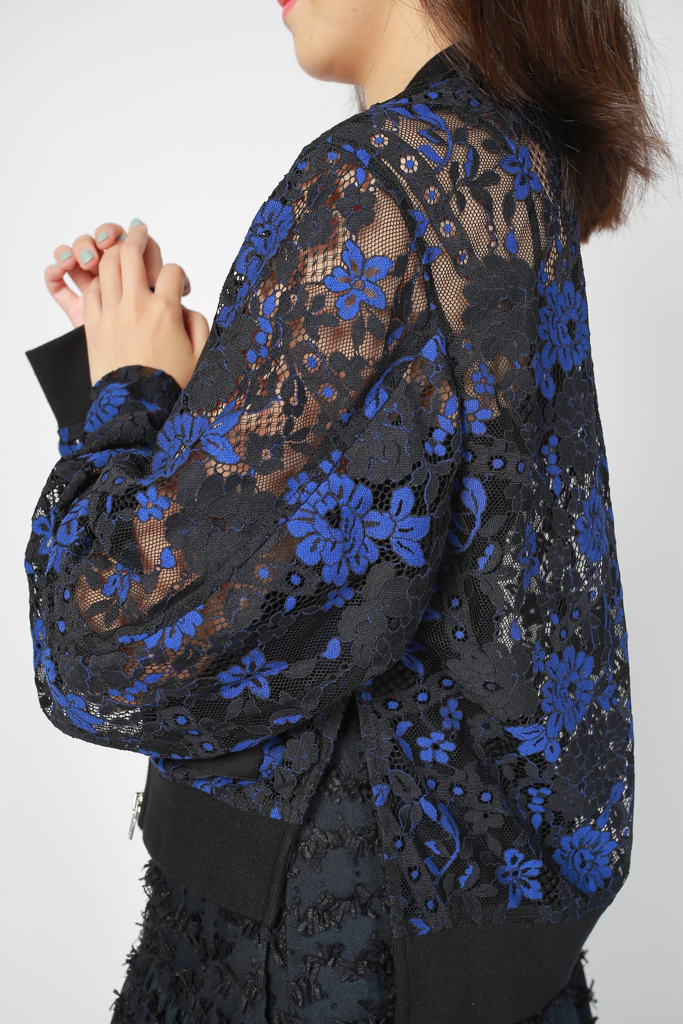 Delicate Floral Lace Bomber Jacket