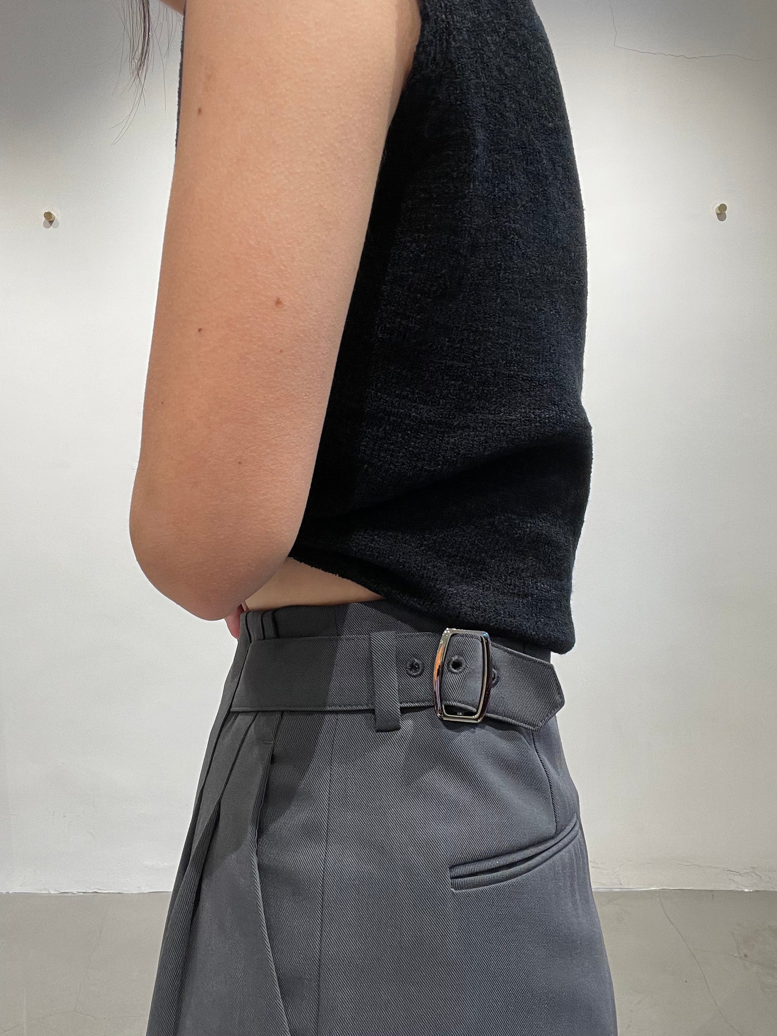 Quality Side Buckle Nice Draping Pants Grey