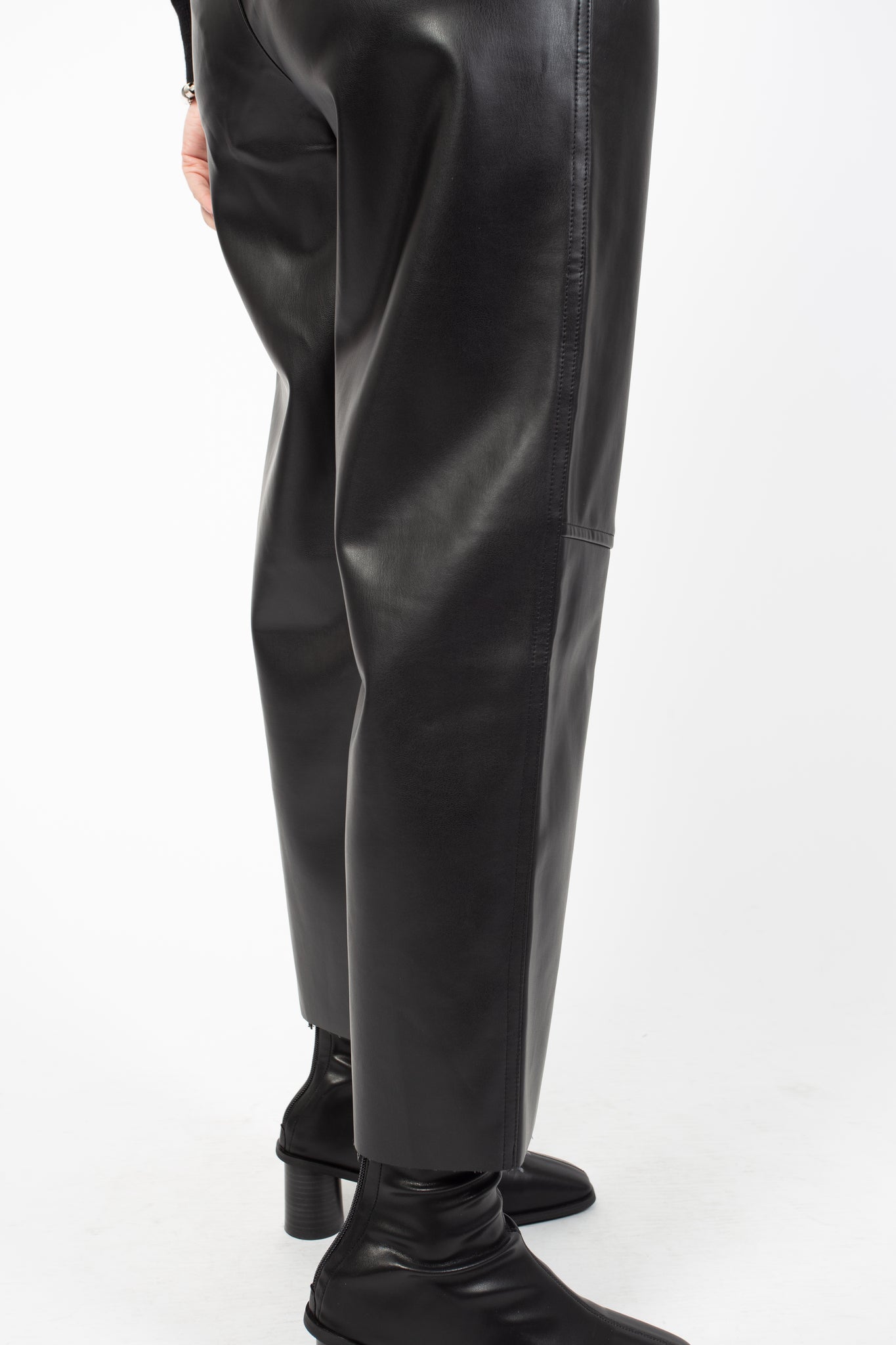 Faux Leather Wide Leg Ankle Pants