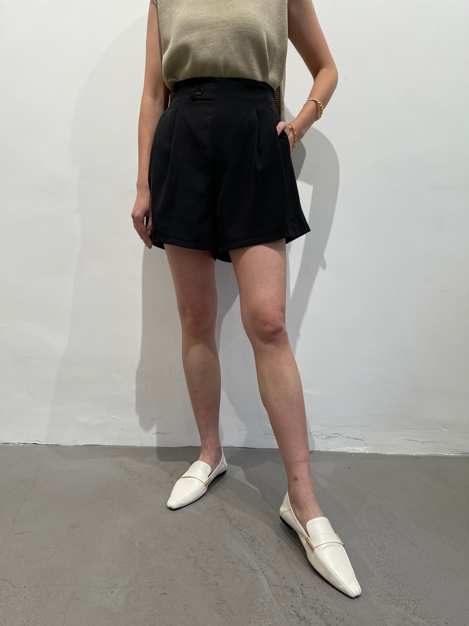 Daily Single Button Shorts Black