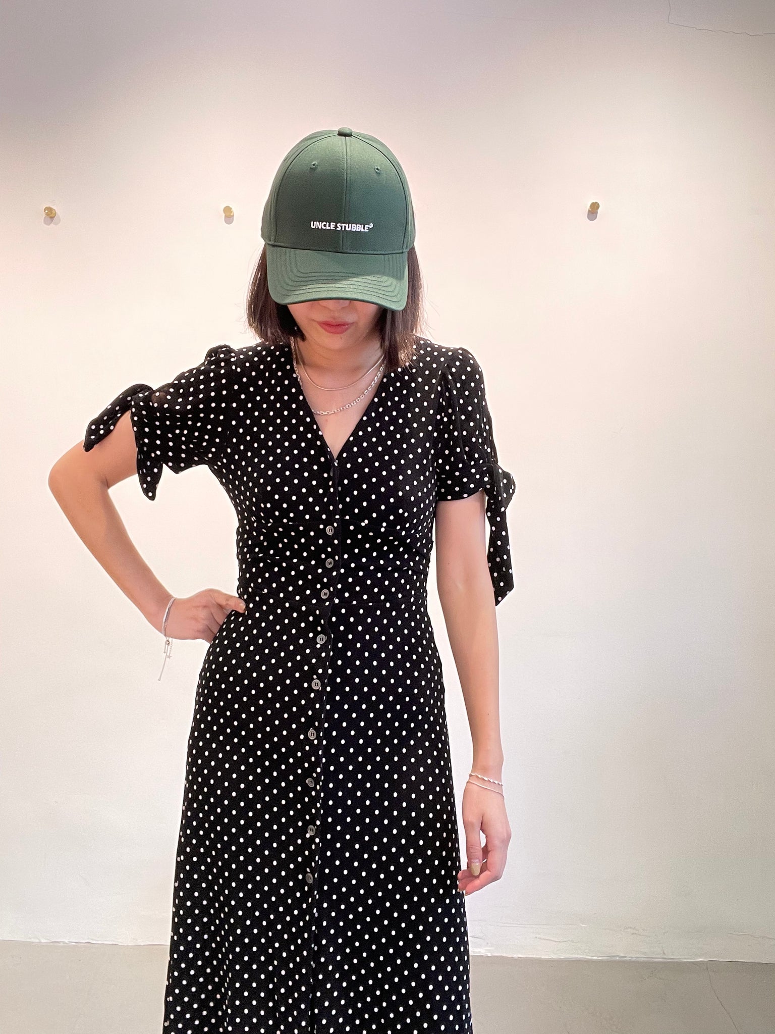 Delicate Ribbed Slim French Dot Dress