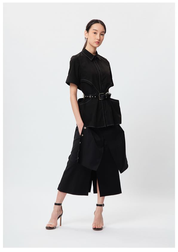 Structural Waistline Shirt Black
