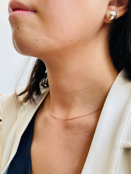 925 Silver Daily Circular Chain Necklace Rose Gold