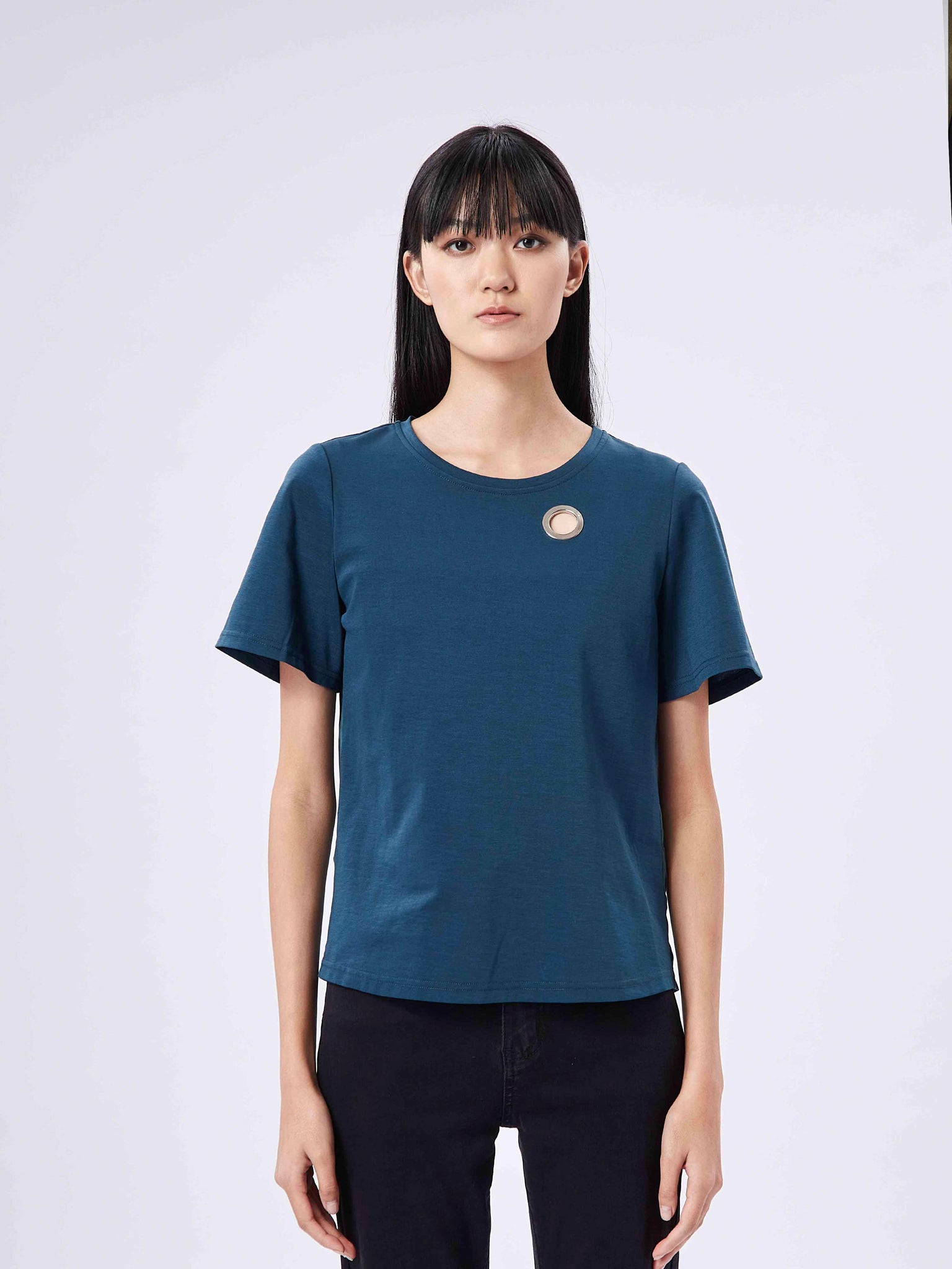Premium Eyelet Tee Dark Turquoise