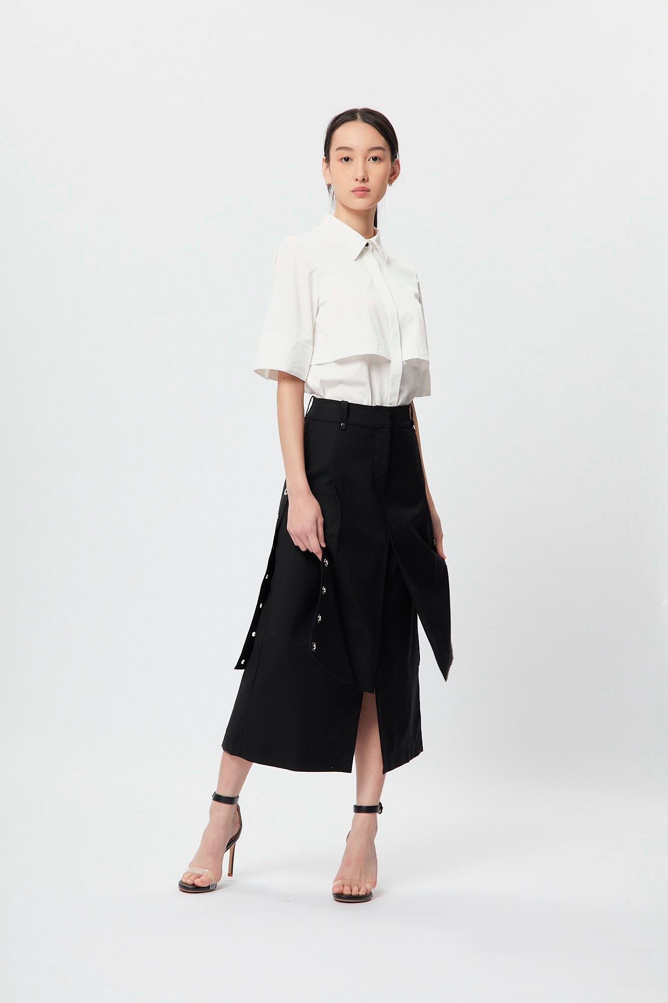 Layer Eyelet Skirt Black