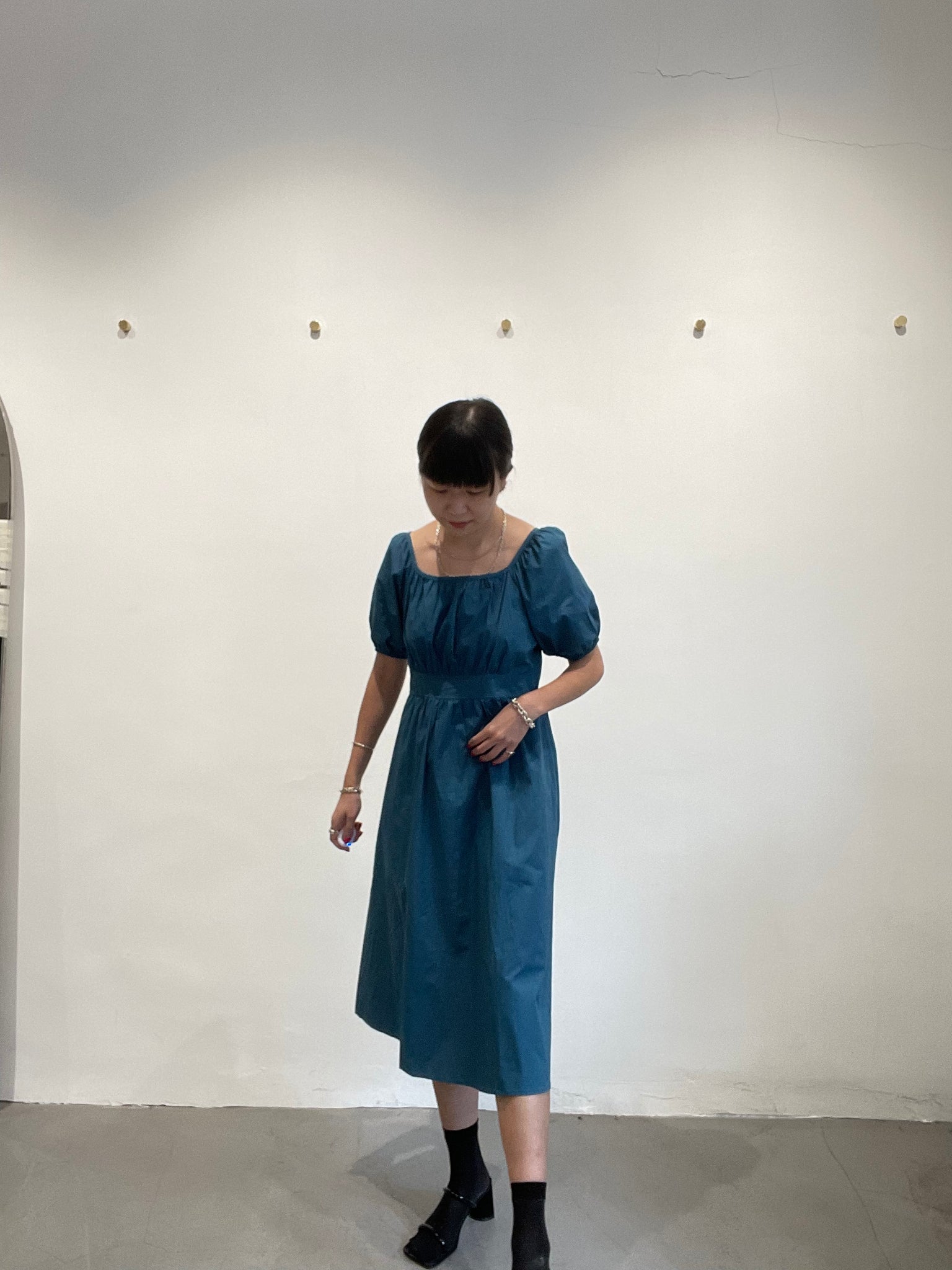 Back Cut Tie Dress Peacock Blue