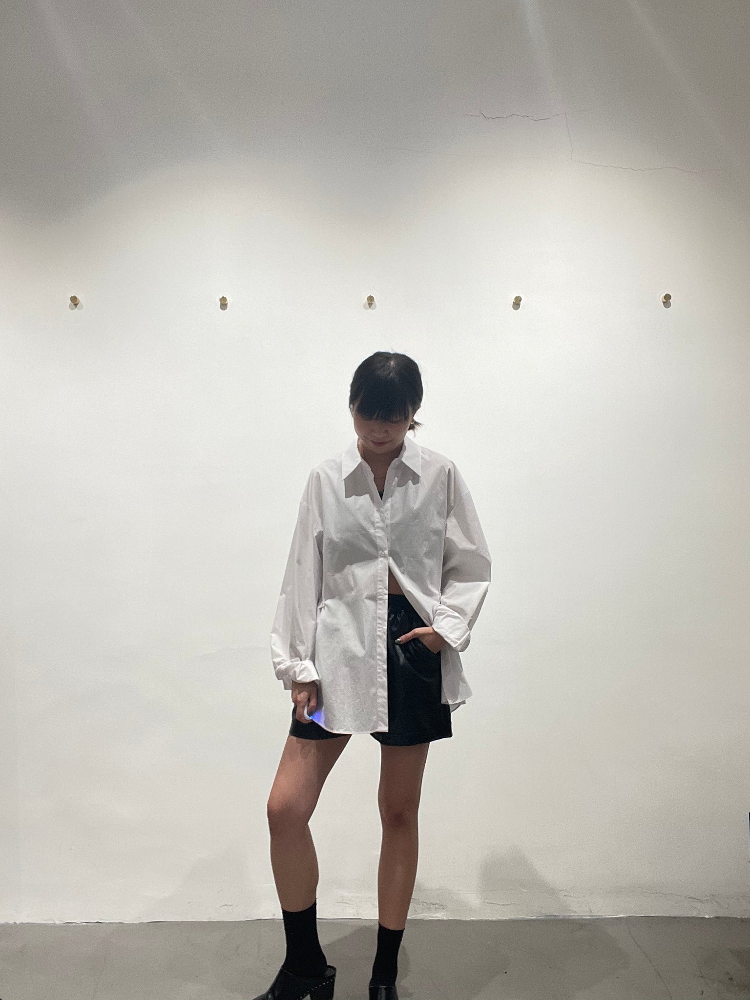 Nice Hem Faux Leather Shorts Black