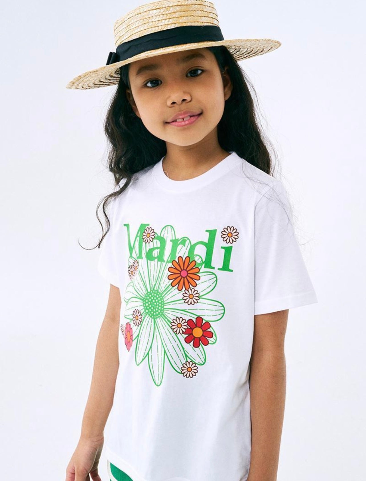 KIDS TSHIRT FLOWERMARDI BLOSSOM WHITE GREEN