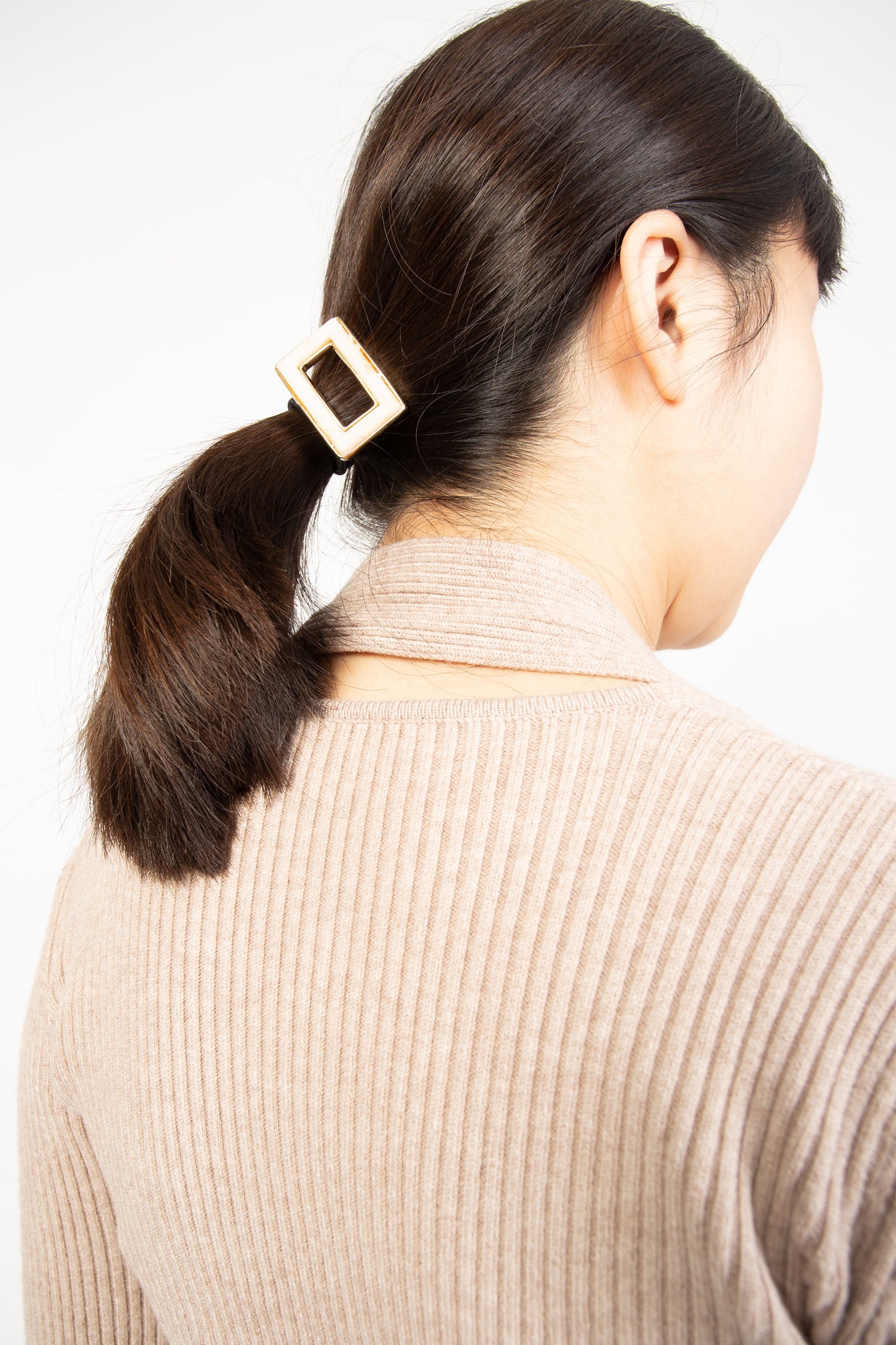 Double Cross Slim Cut Knit Top Oat