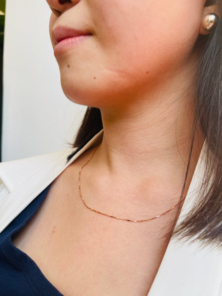 925 Silver Pin Necklace Rose Gold