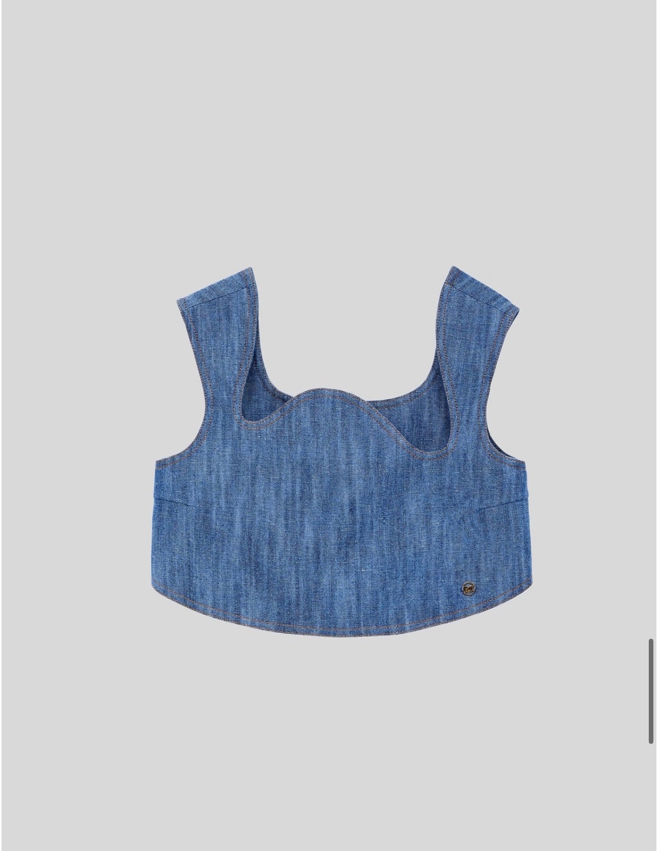 BASTIA COTTON CURVED CROP TOP(BLUE)