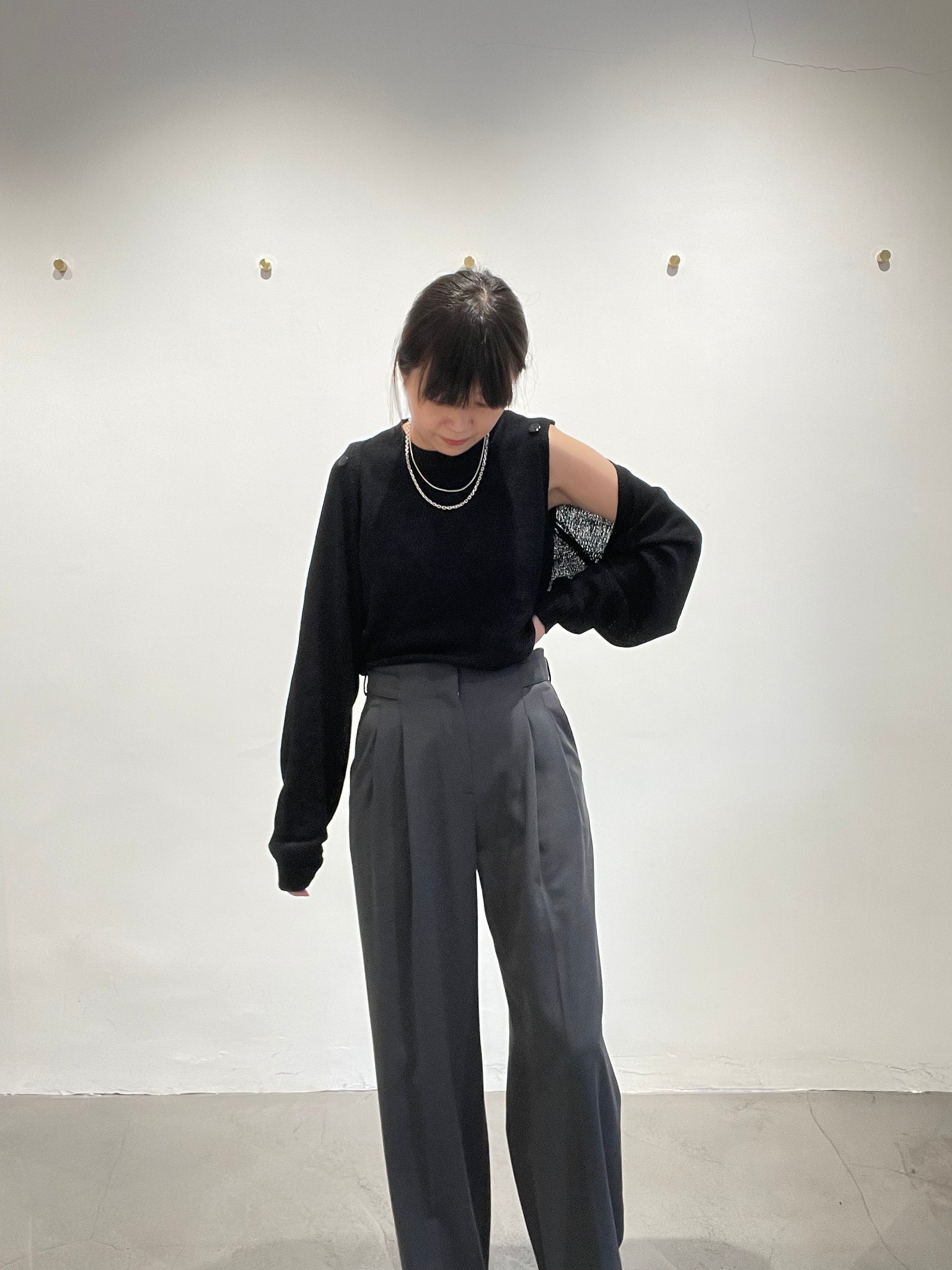 Quality Side Buckle Nice Draping Pants Grey