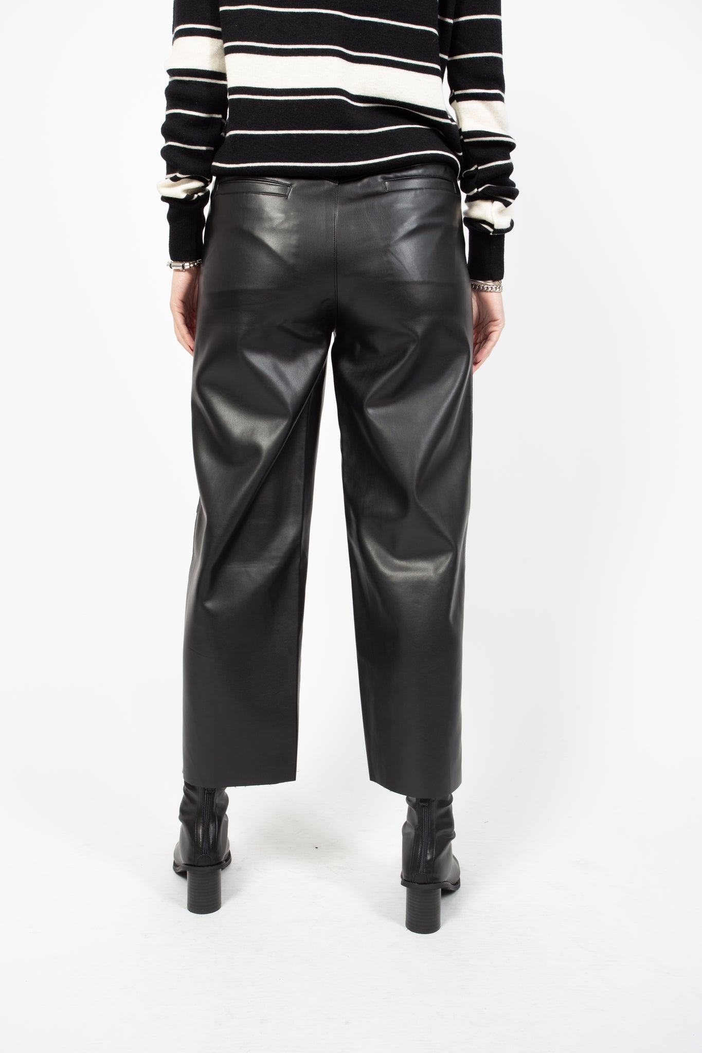 Faux Leather Wide Leg Ankle Pants