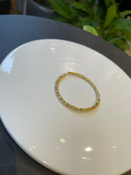 925 Silver Hammered Hallow Bangle Gold