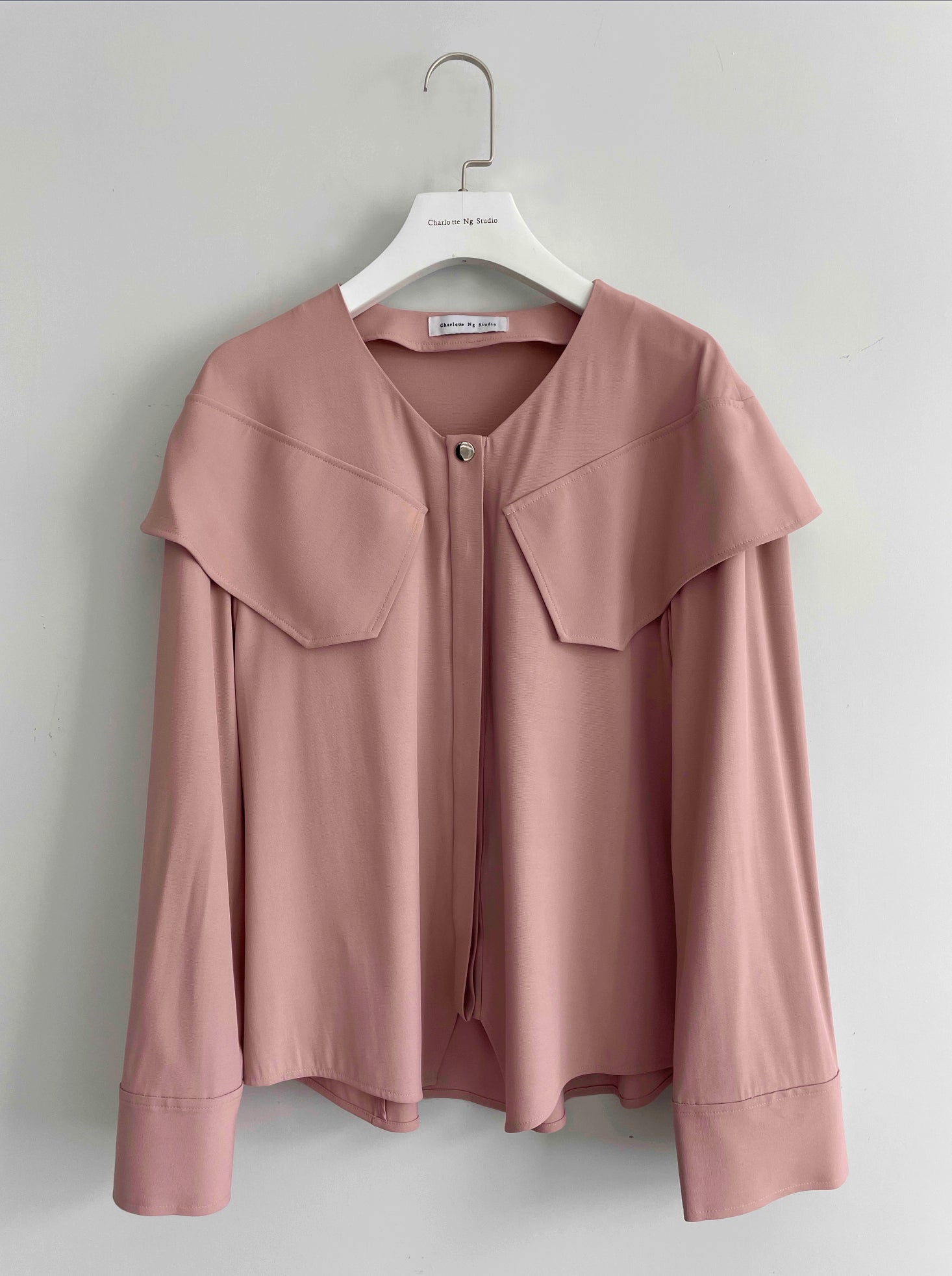 Pocket Ruffles Shirt Pink