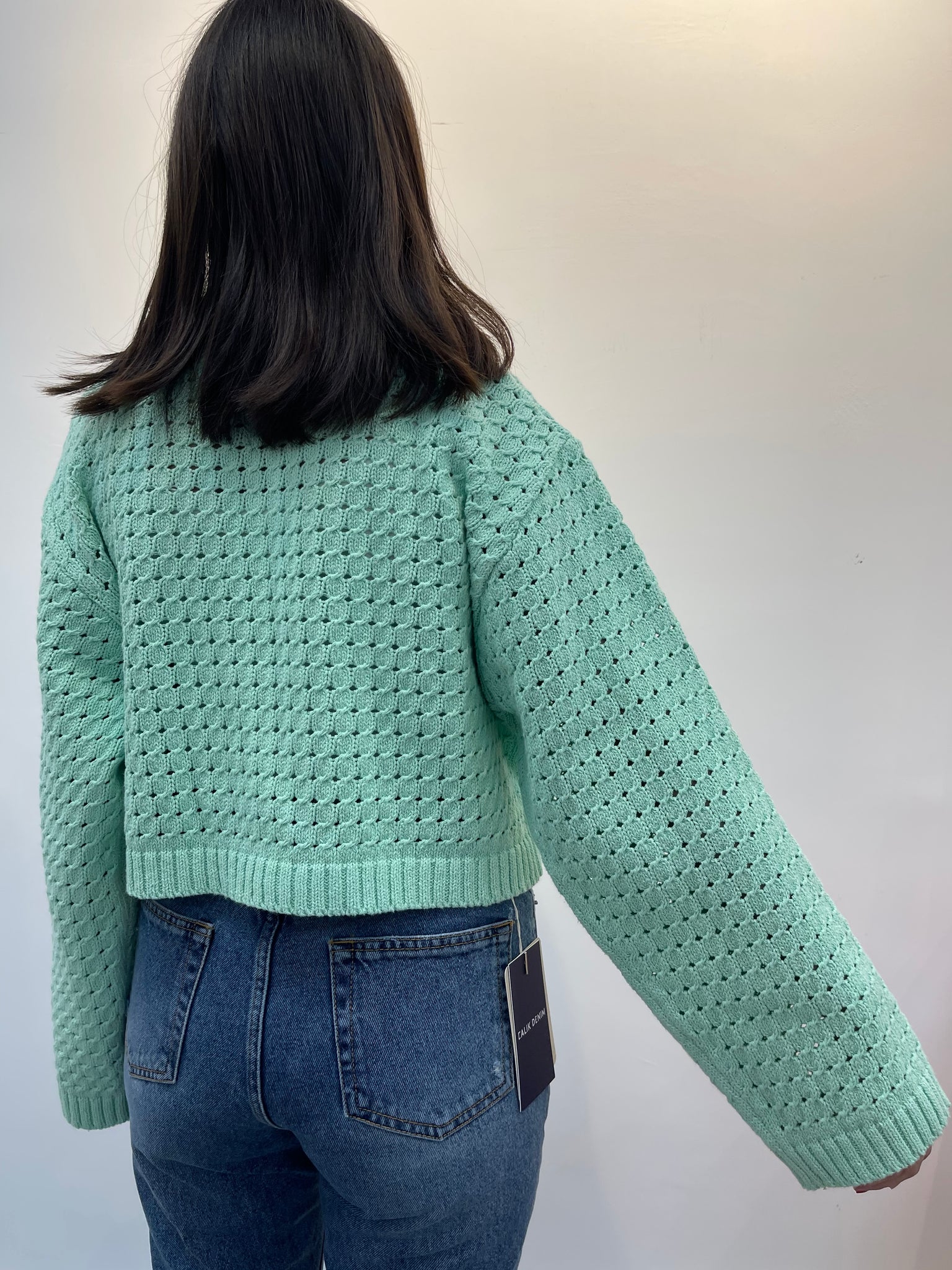 Die Cut Candy Knit Top Mint