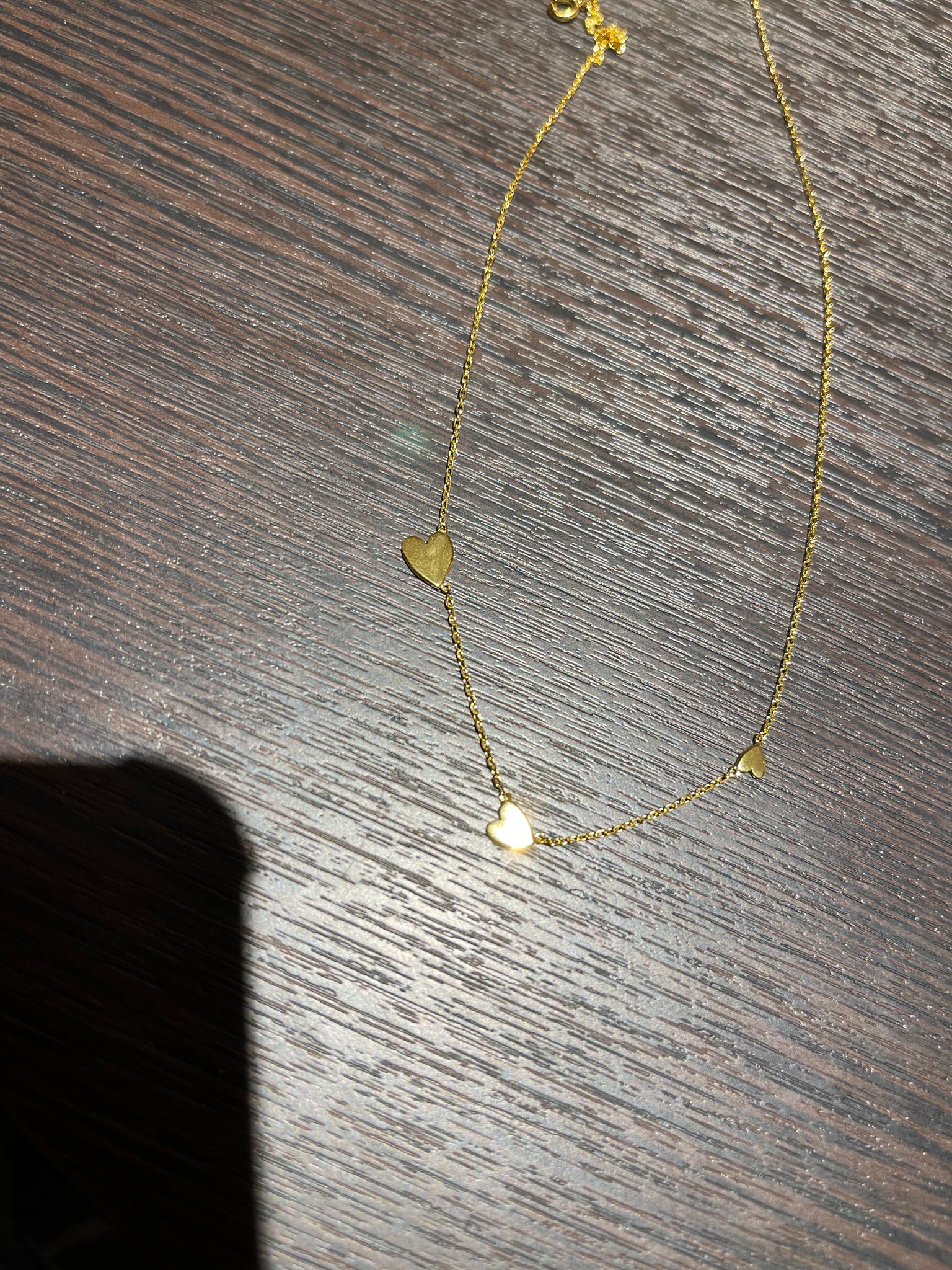 925 Silver Three Hearts Necklace Gold