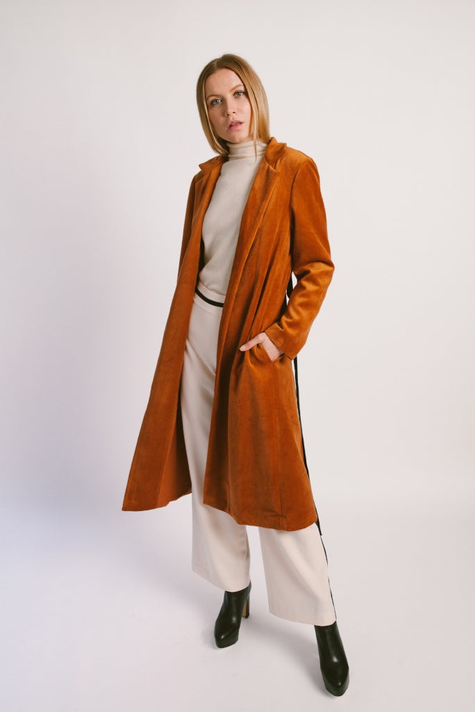 Velvet Back Ruched Roe Coat