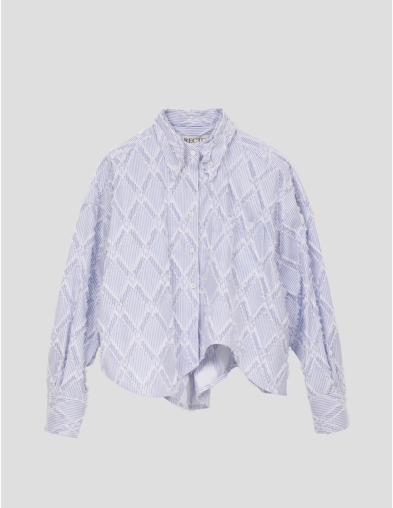 BOHEMIA TASSEL STRIPE OVER CROP SHIRT (BLUE)