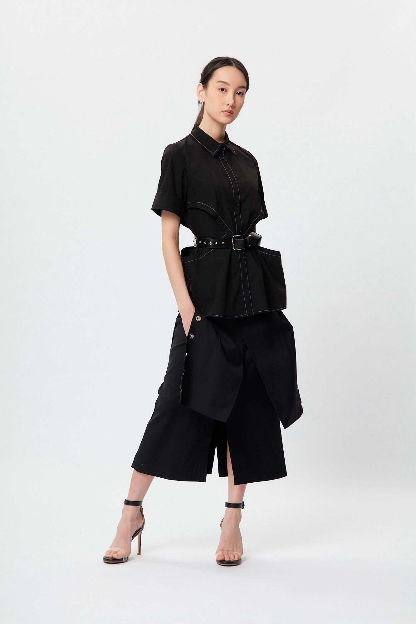 Structural Waistline Shirt Black