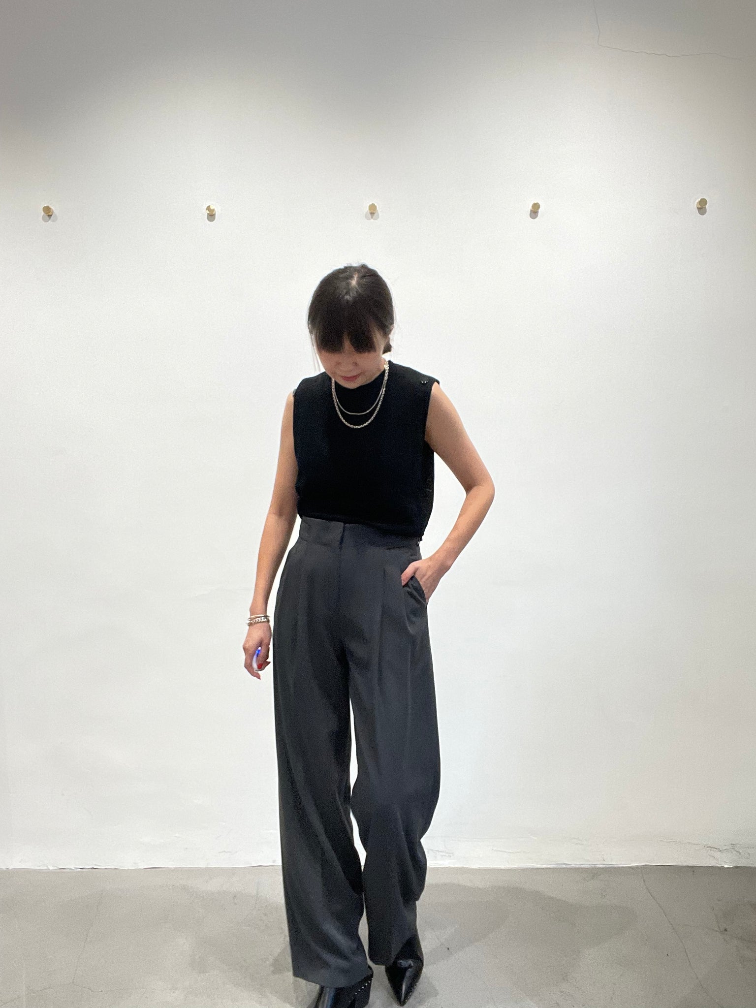 Quality Side Buckle Nice Draping Pants Grey