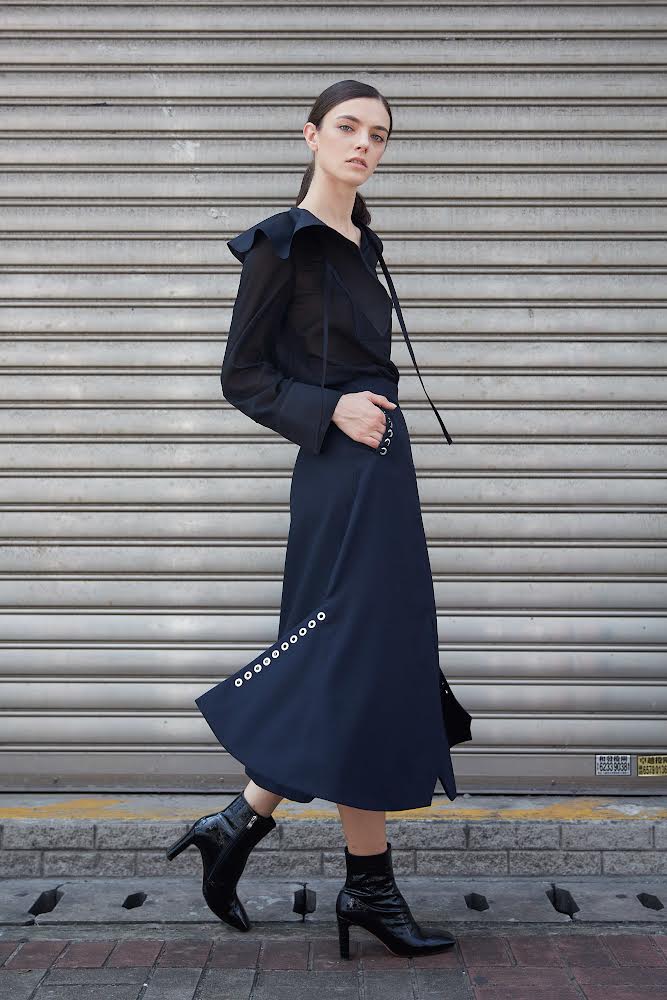 Braided Peplum Skirt Navy