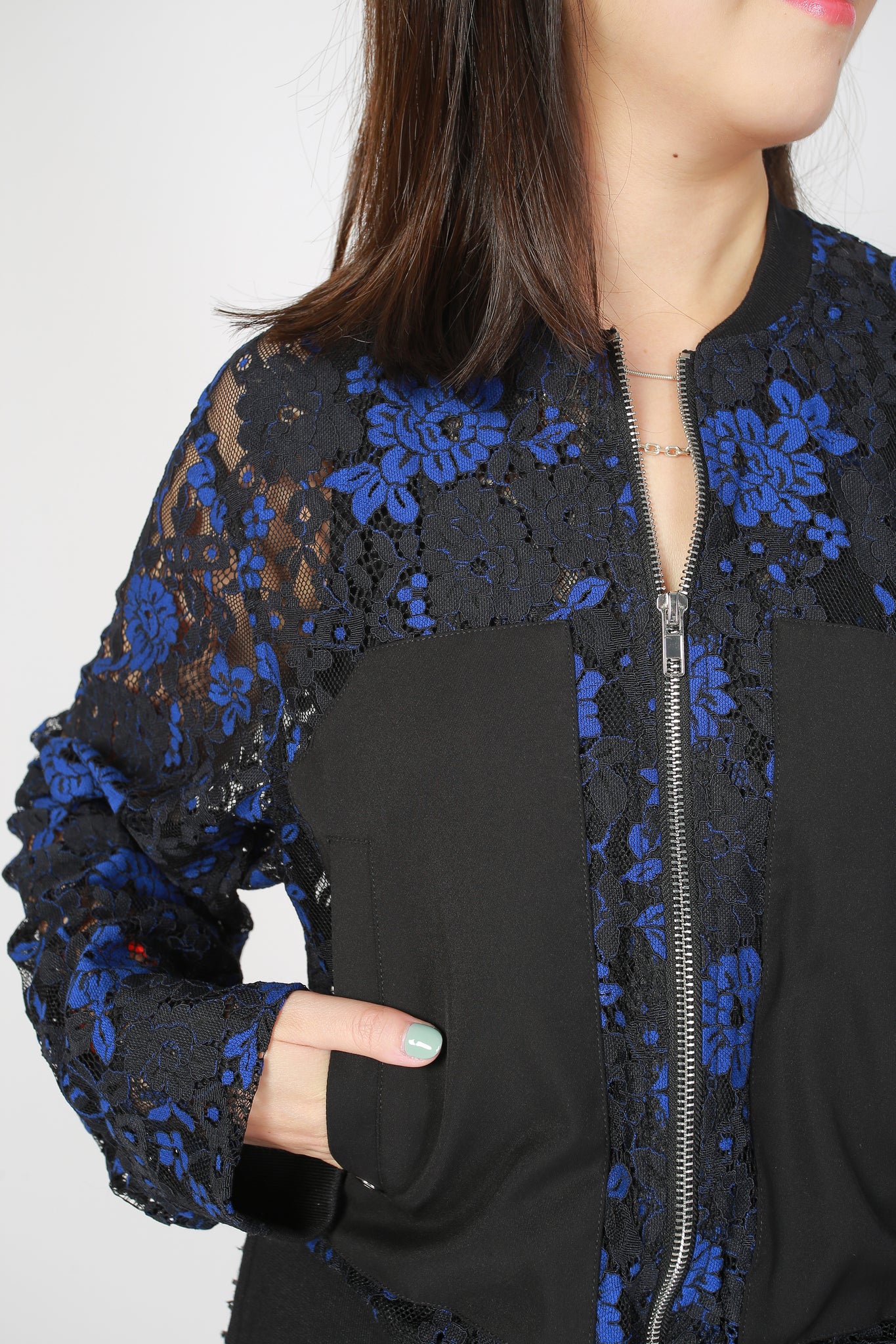 Delicate Floral Lace Bomber Jacket