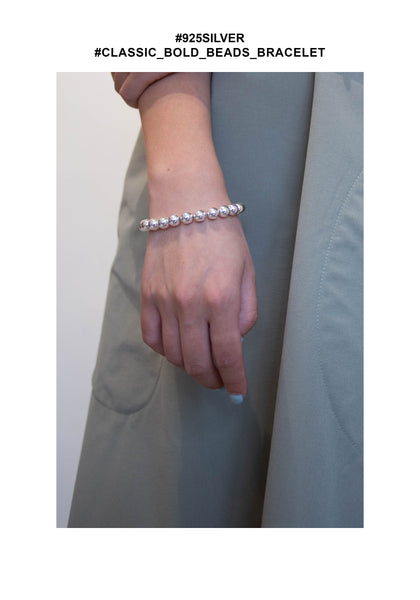 925 Silver Classic Bold Beads Bracelet - whoami