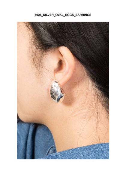 925 Silver Oval Eggs Earrings - whoami