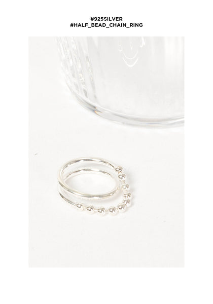 925 Silver Half Bead Chain Ring - whoami