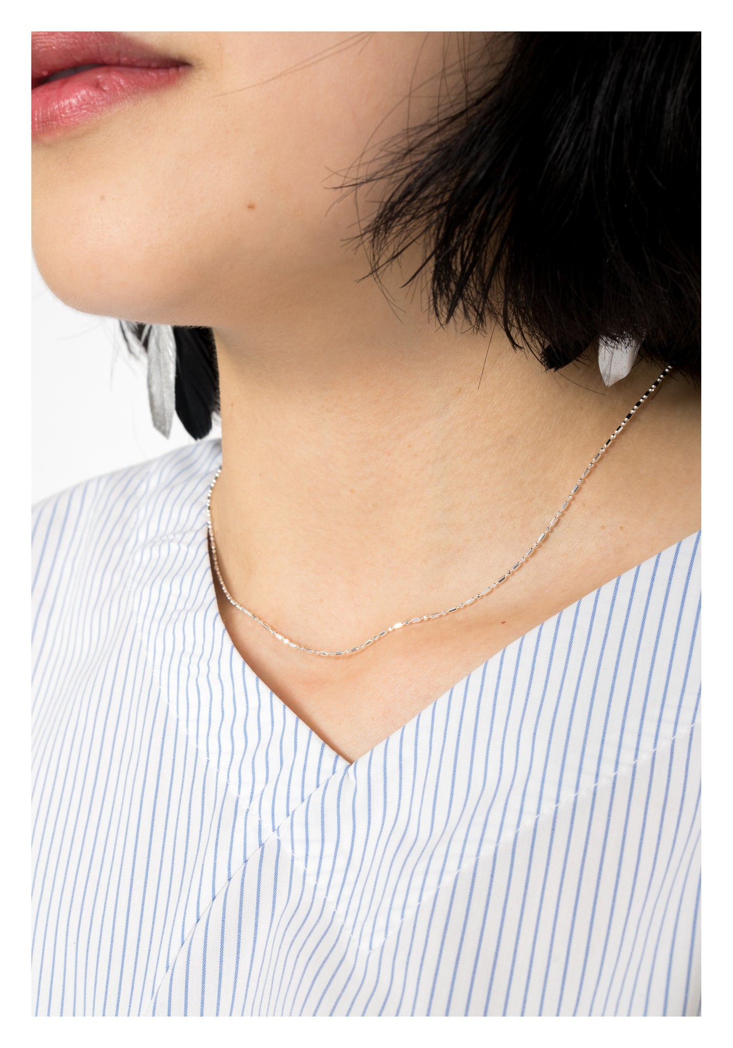 925 Silver Mini Dot And Bar Necklace - whoami