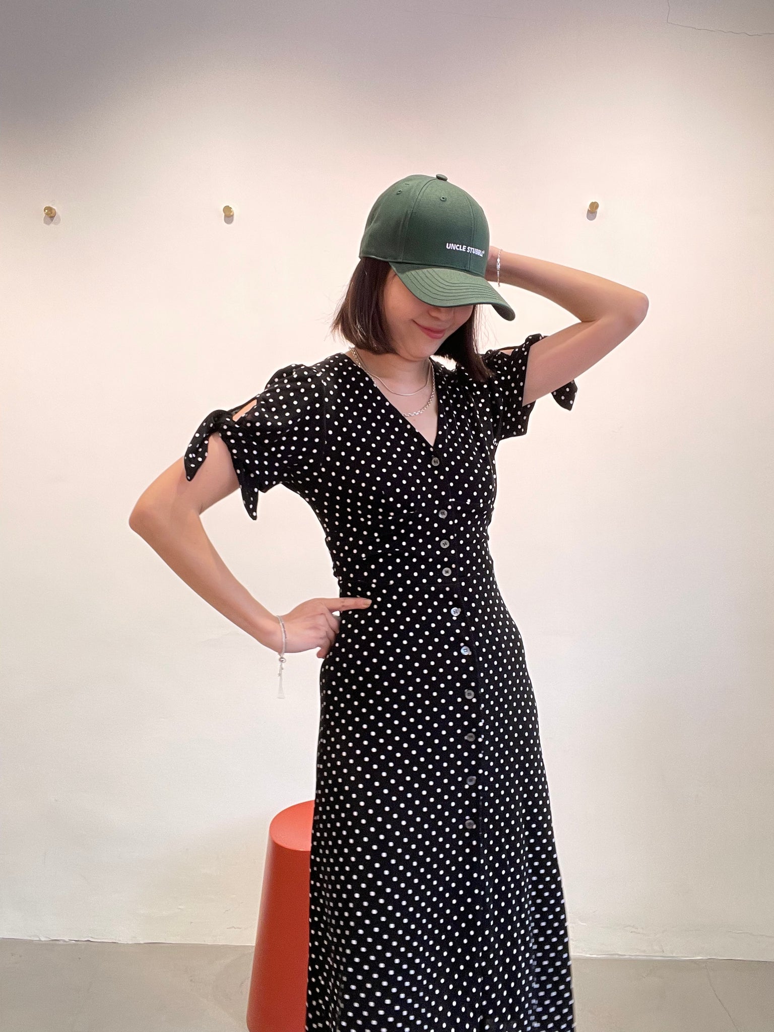 Delicate Ribbed Slim French Dot Dress