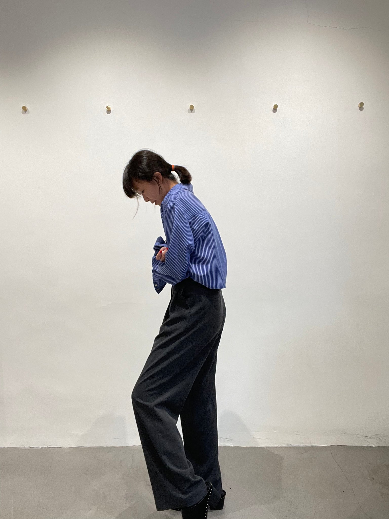 Quality Side Buckle Nice Draping Pants Grey