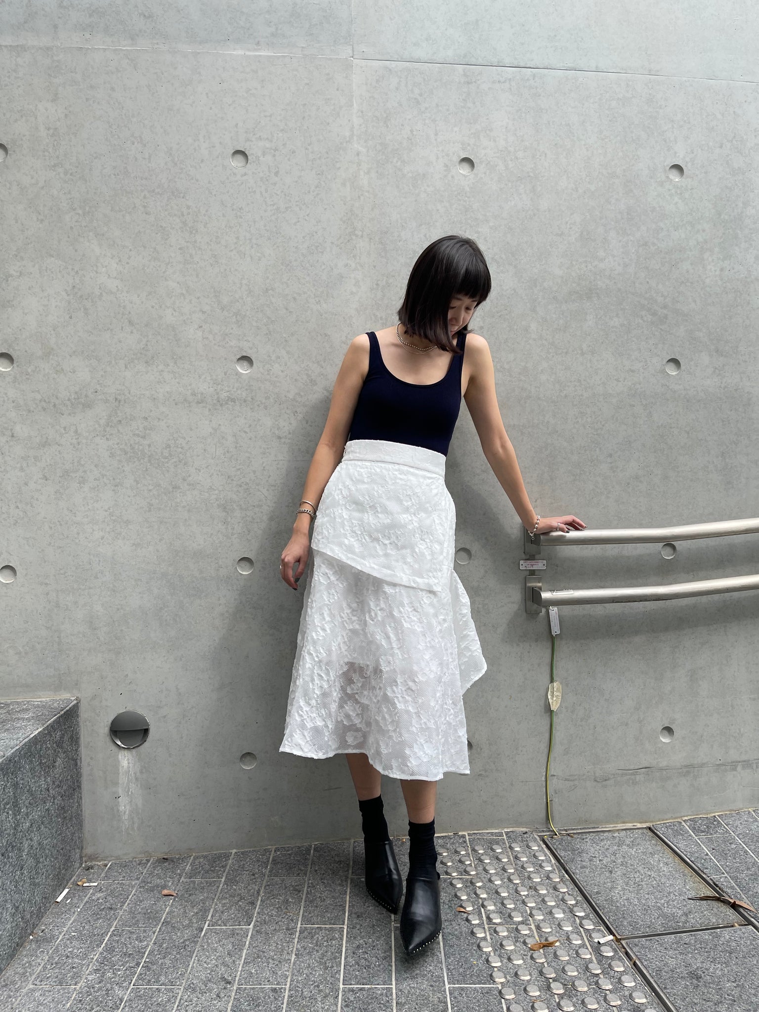 Stephy Asymmetric Skirt White