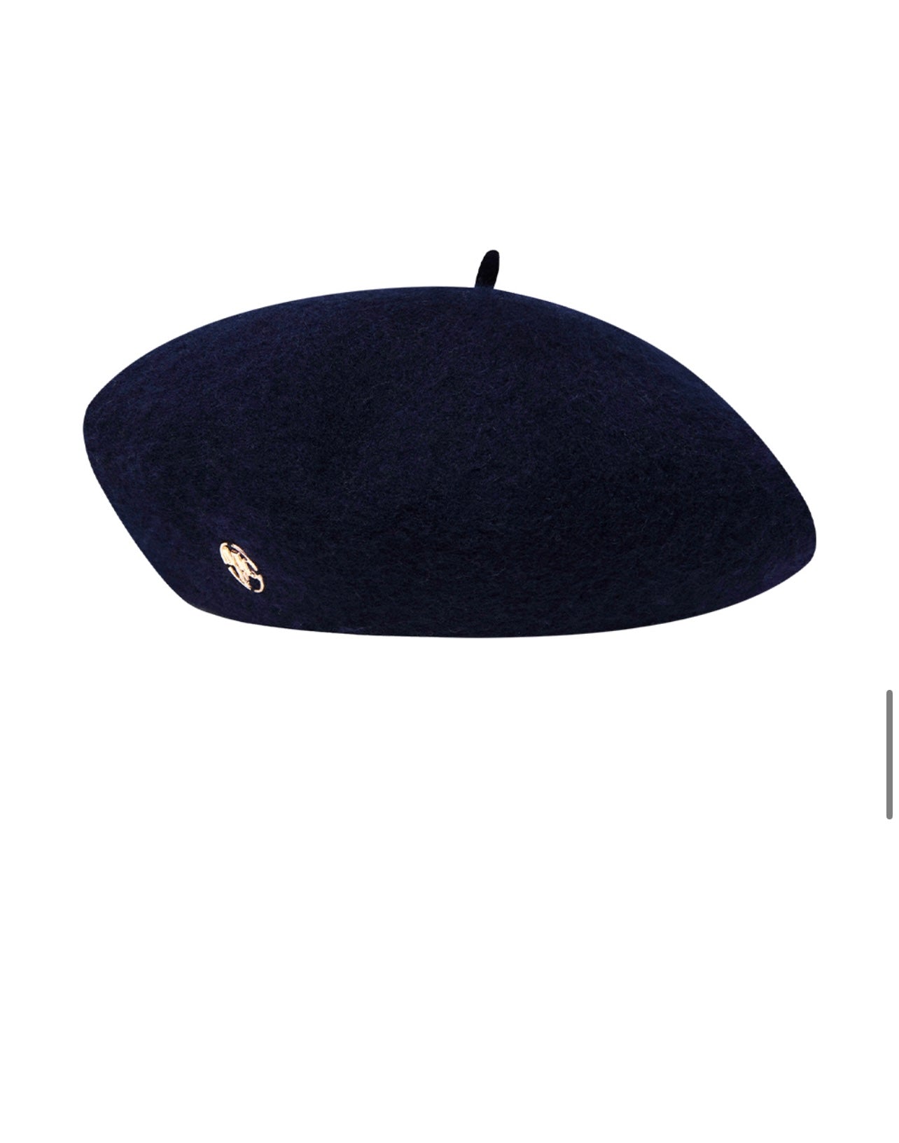 MARITHE METAL CIRCLE LOGO WOOL BERET NAVY