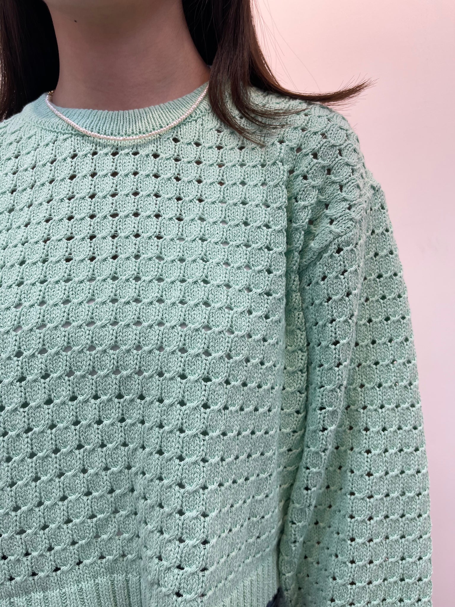 Die Cut Candy Knit Top Mint