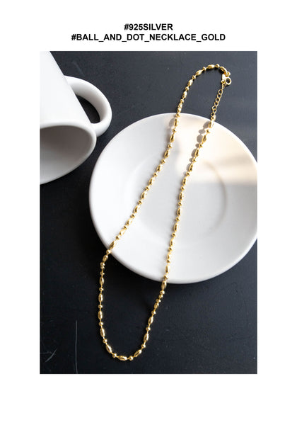 925 Silver Ball and Dot Necklace Gold