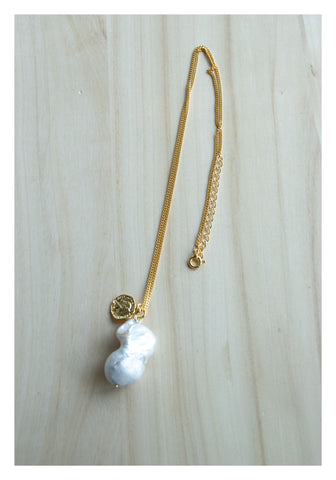 925 Silver Gold Medal and Baroque Pearl Necklace