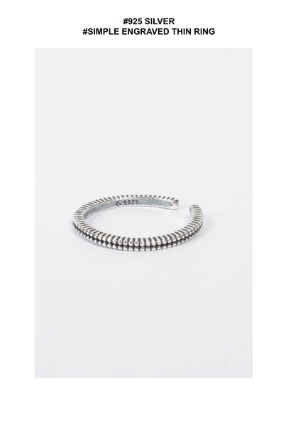 925 Silver Simple Engraved Thin Ring