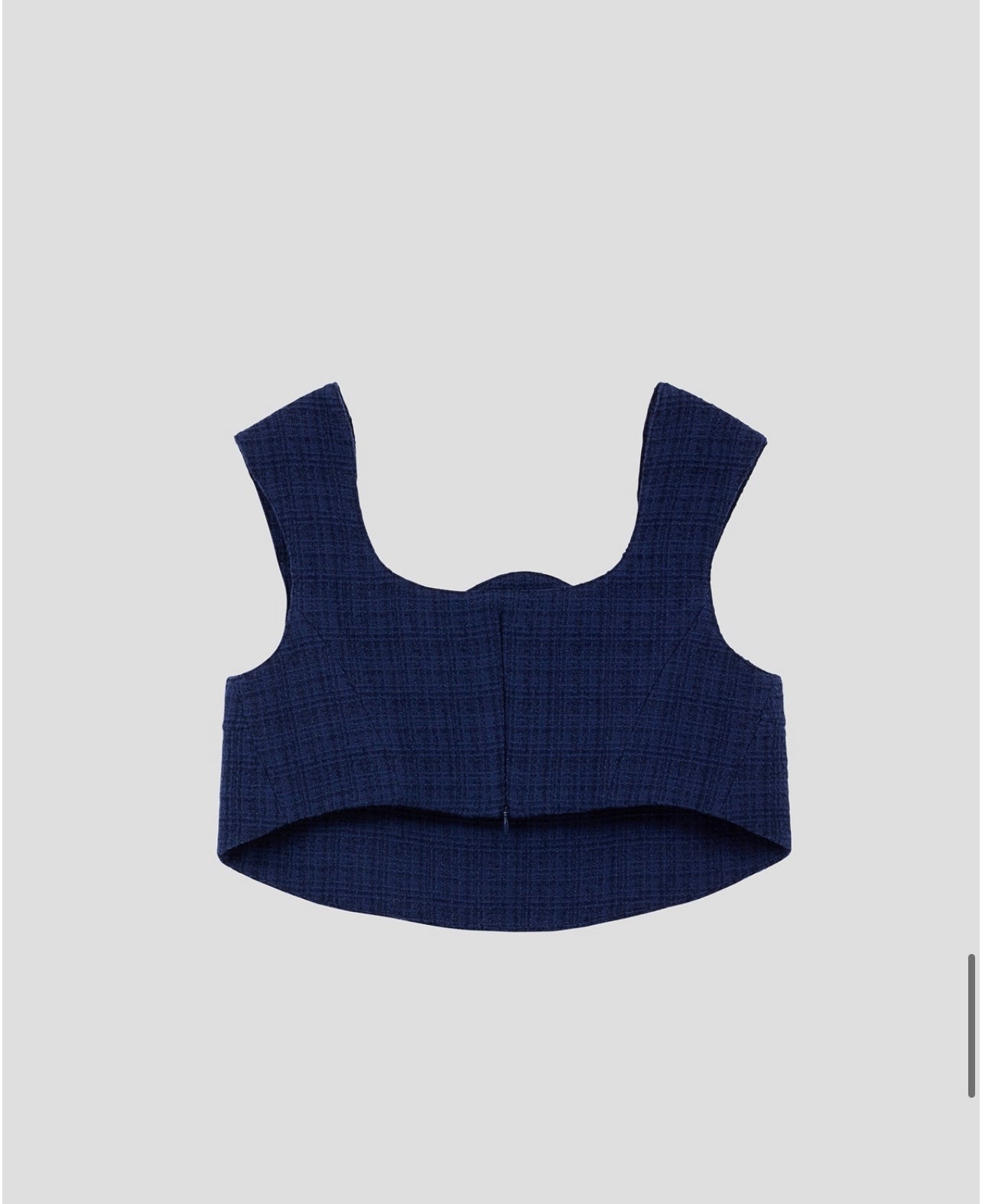 IKARO TWEED CURVED CROP TOP(INK NAVY)