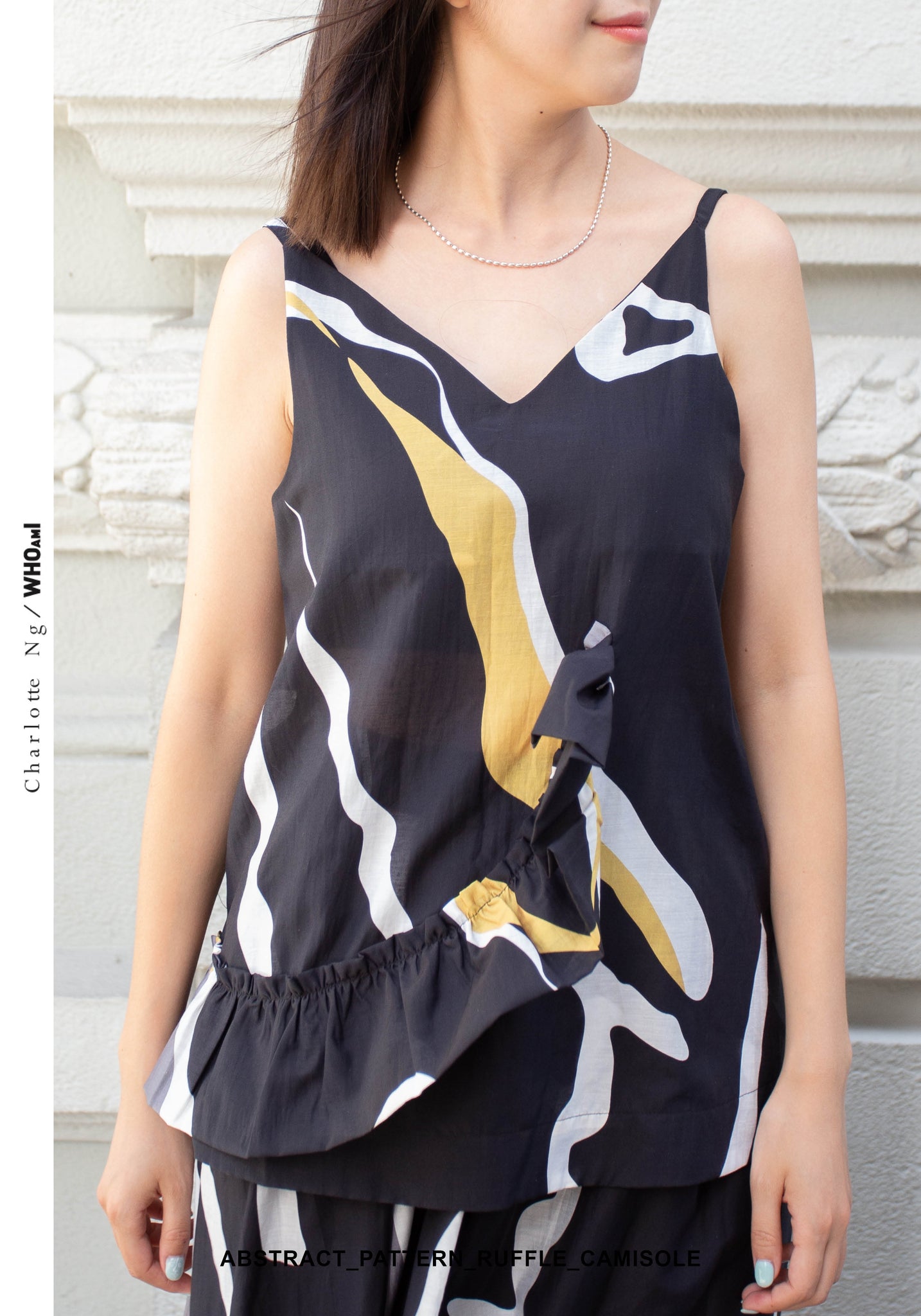 Abstract Pattern Ruffle Camisole - whoami