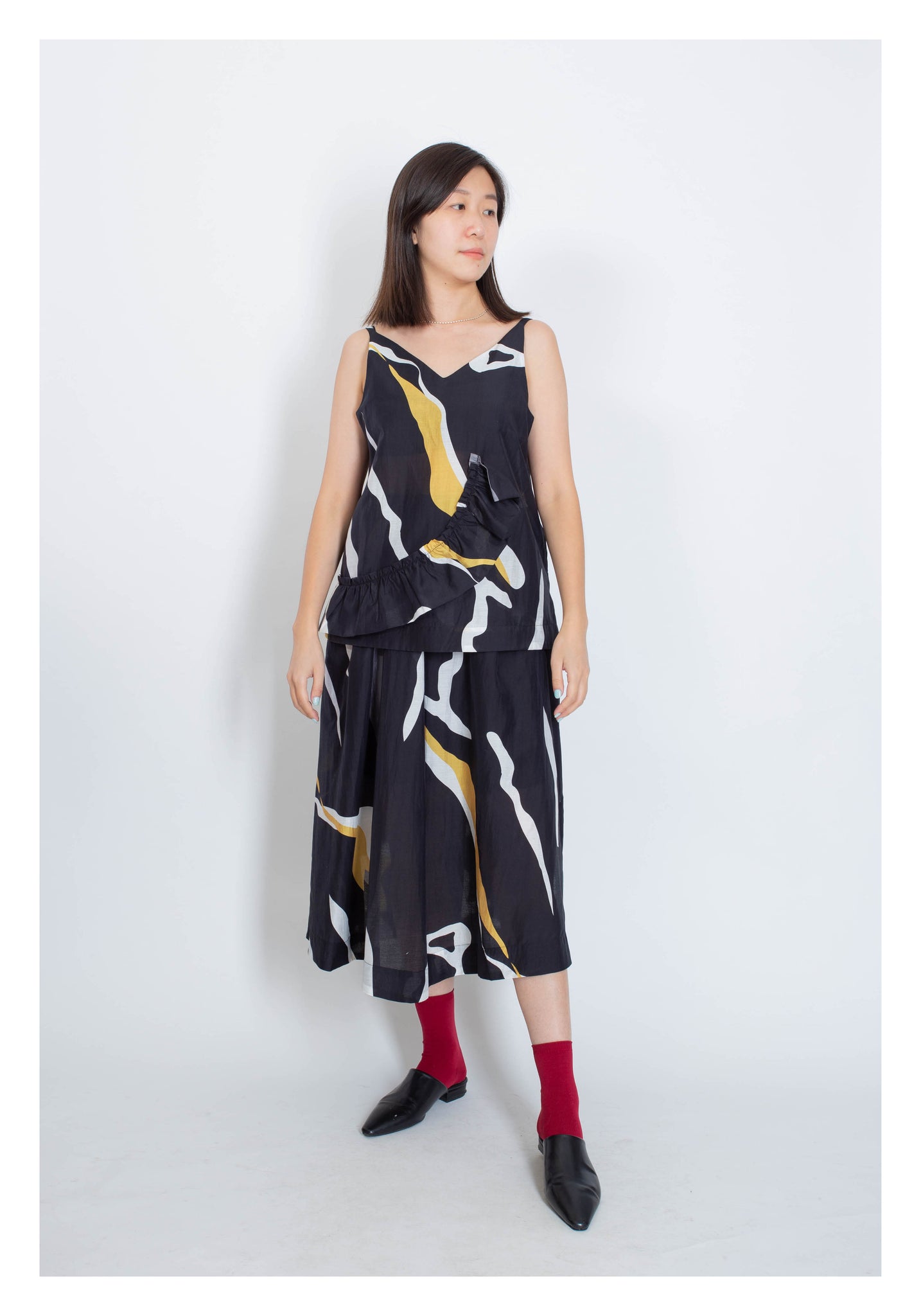 Abstract Pattern Slit Skirt - whoami