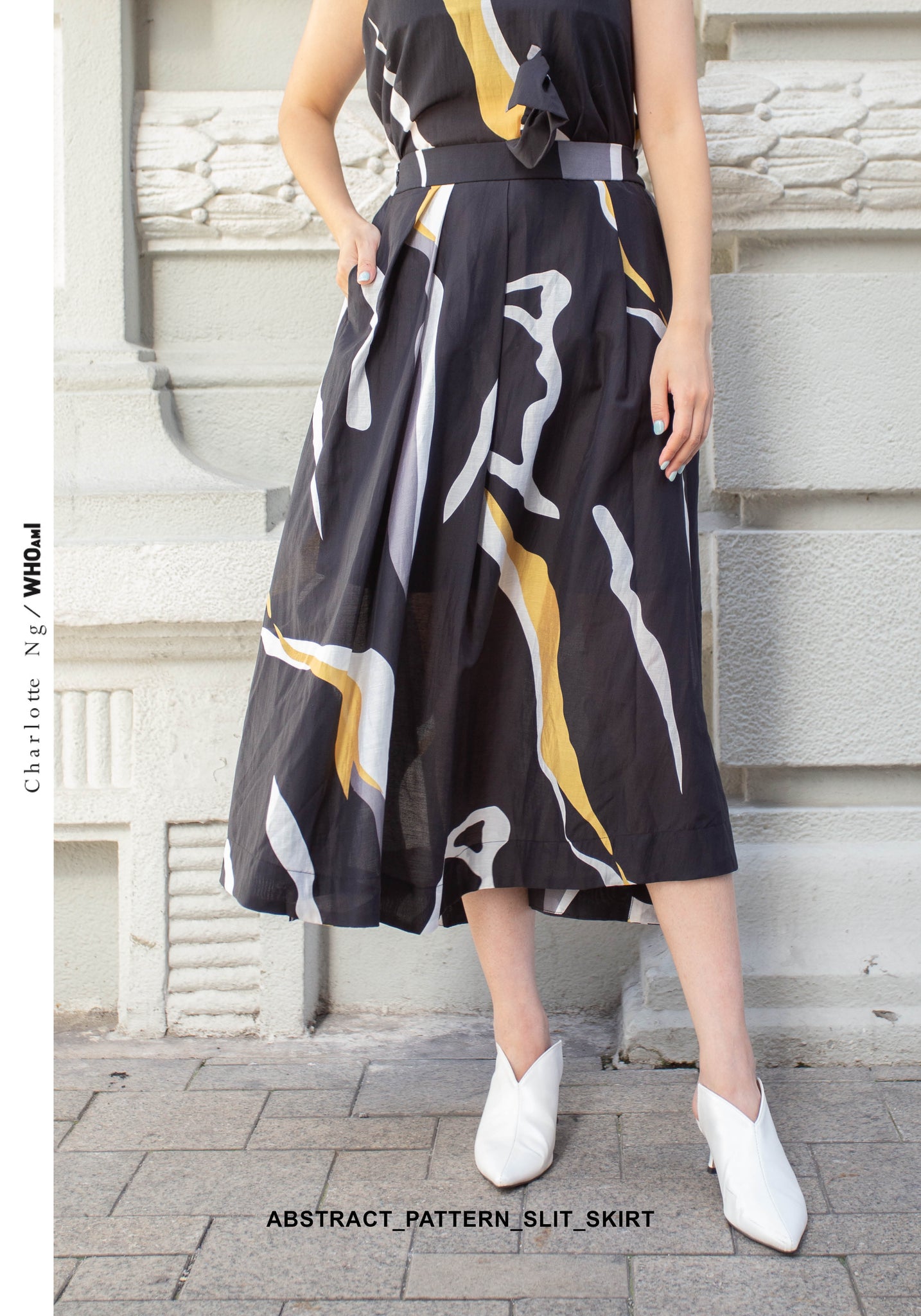 Abstract Pattern Slit Skirt - whoami