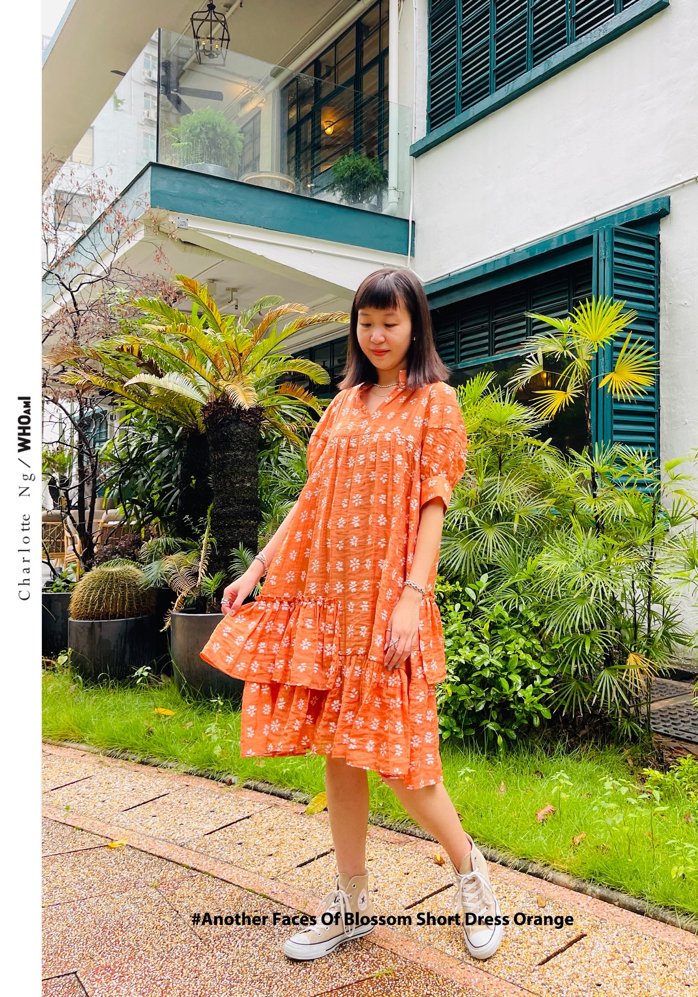 Another Faces Of Blossom Short Dress Orange