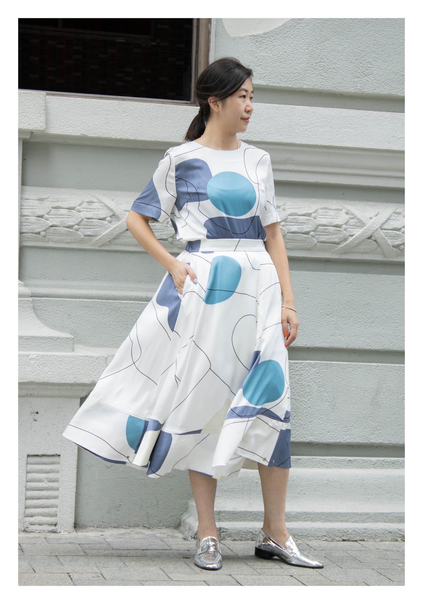 Artwork Simple Blouse Blue - whoami