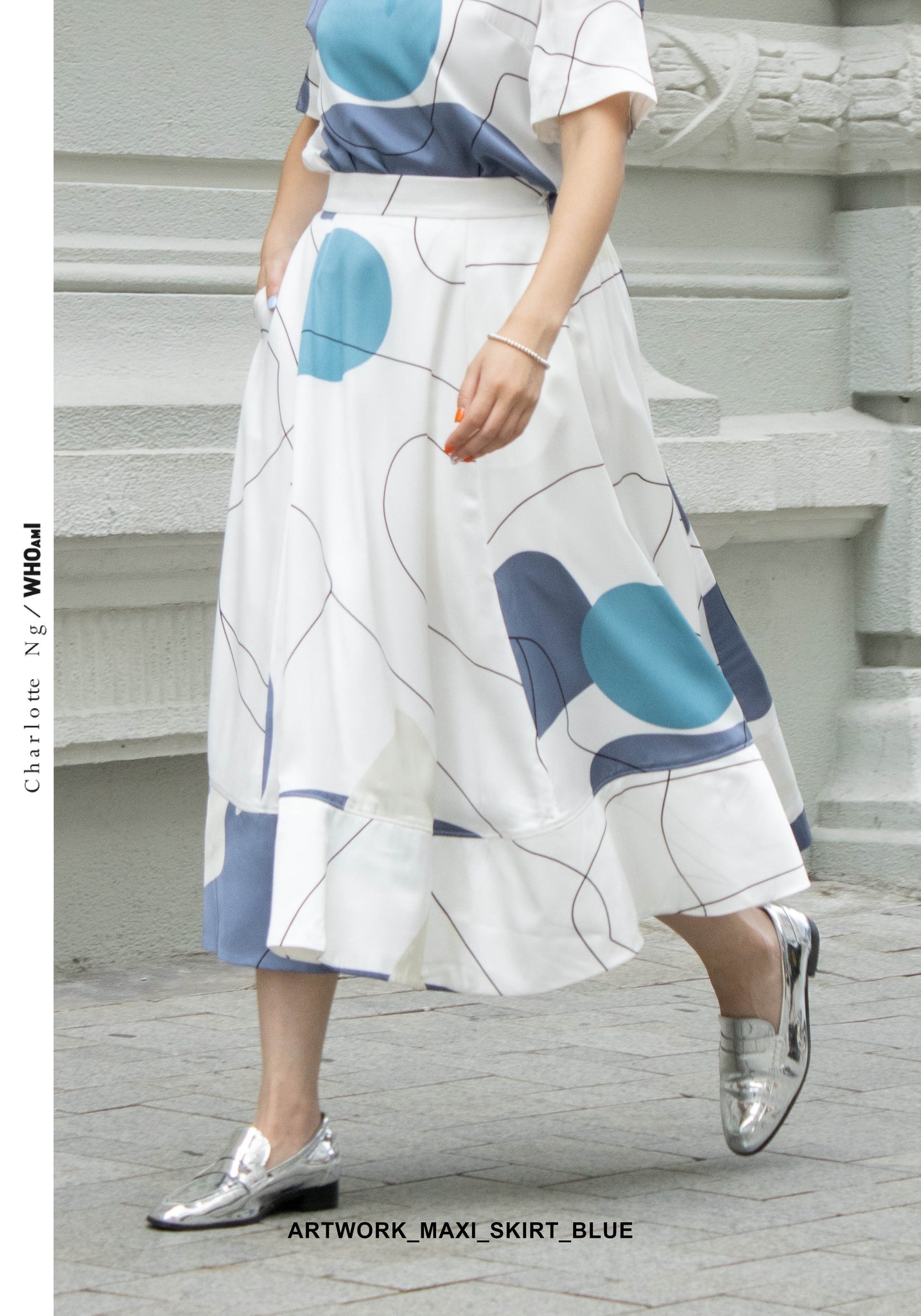 Artwork Maxi Skirt Blue - whoami