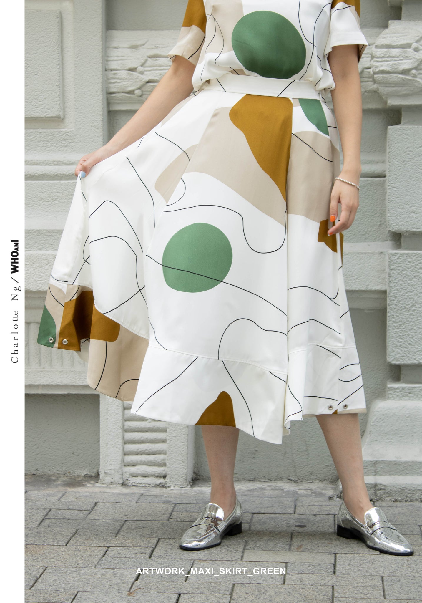 Artwork Maxi Skirt Green - whoami