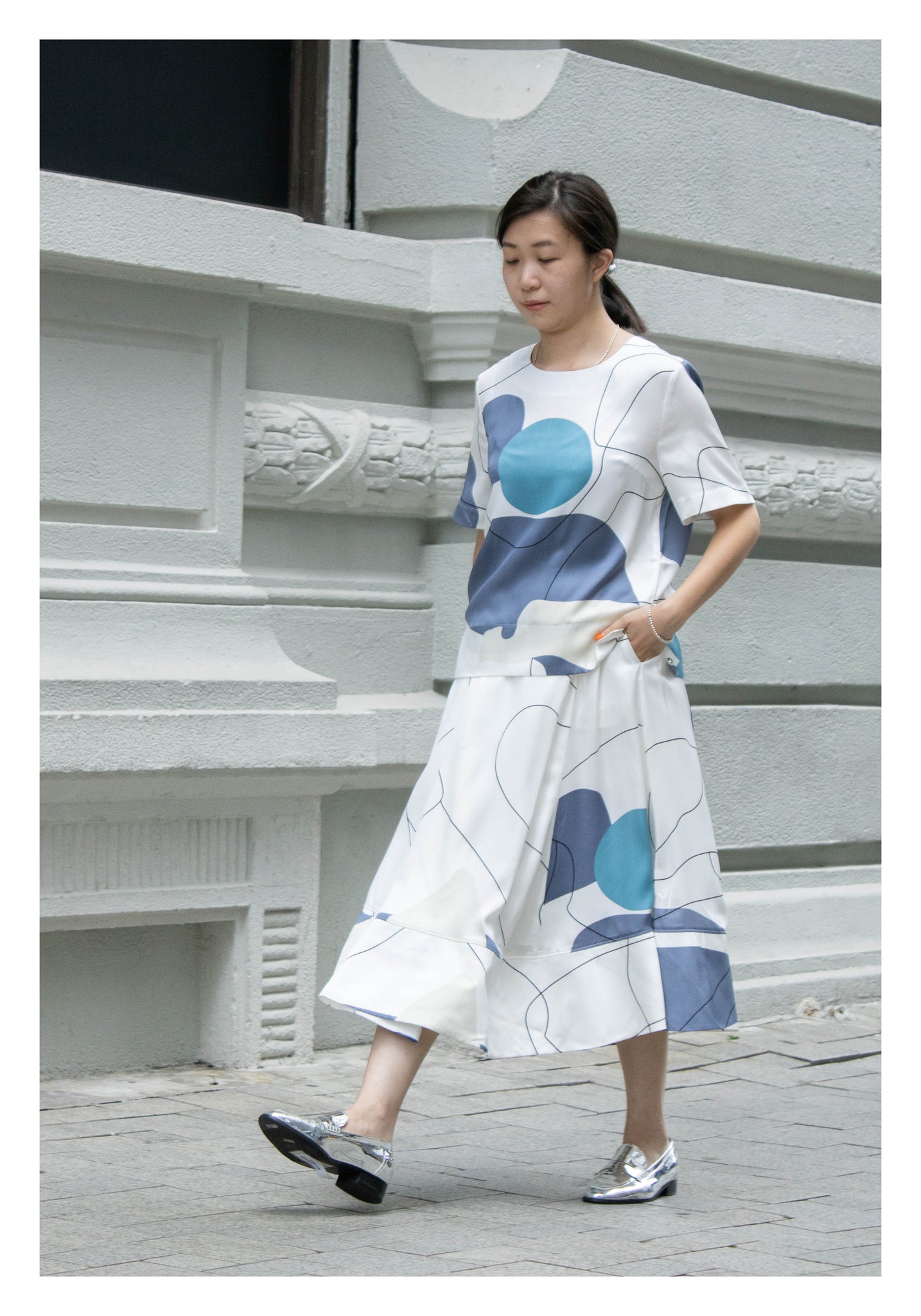Artwork Simple Blouse Blue - whoami