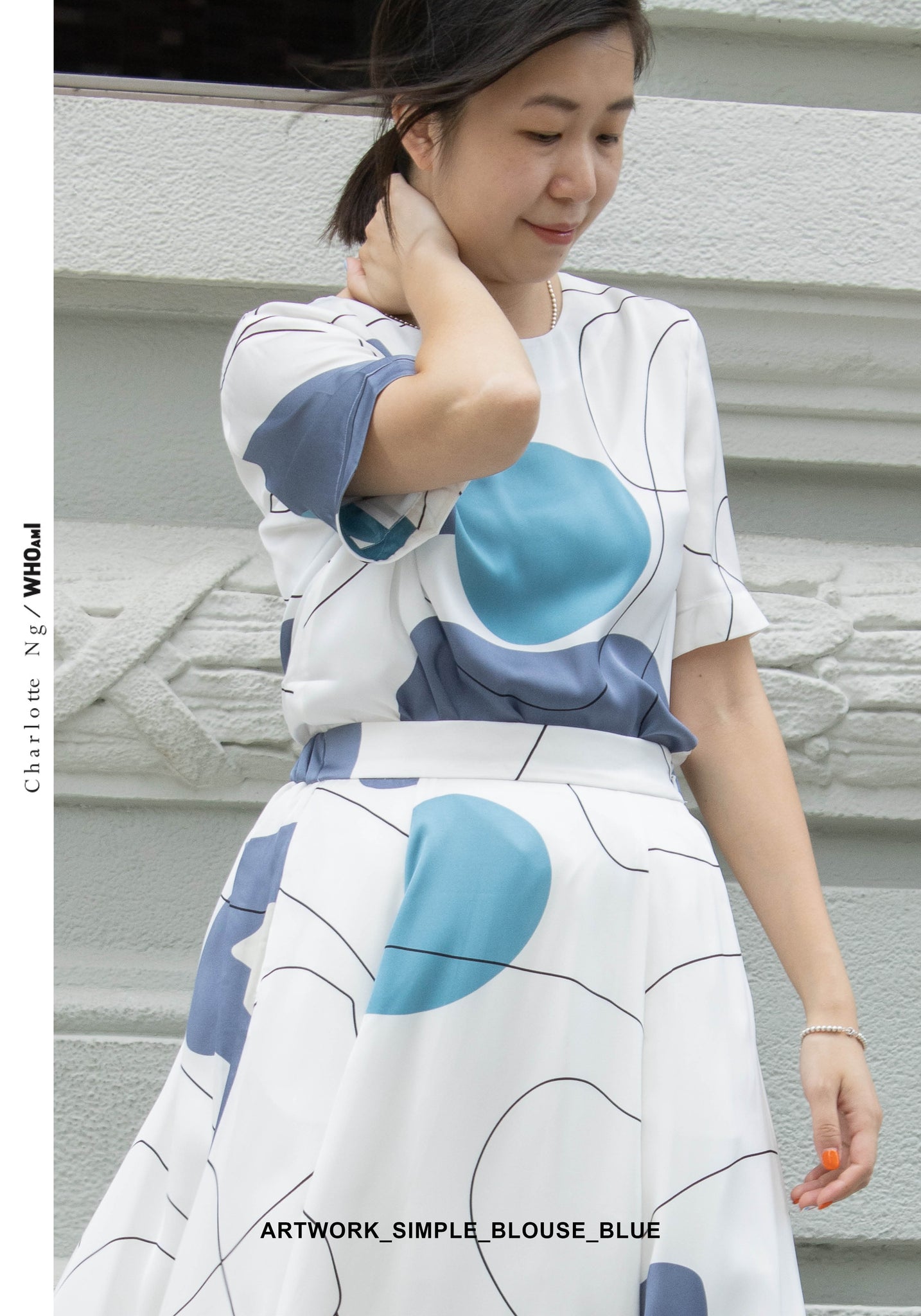 Artwork Simple Blouse Blue - whoami